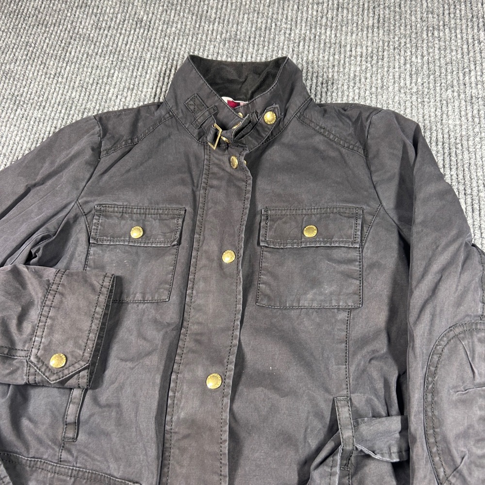 Banana Republic Jacket Women's S Black Field Utility Belted Plaid Lined Casual